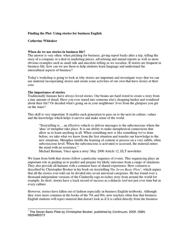 Stories as Tools for Business English | PDF | Storytelling | Consciousness