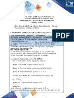 Guía de Actividades y Rúbrica de Evaluación - Unidad 1 - Tarea 1 - Funciones de Varias Variables