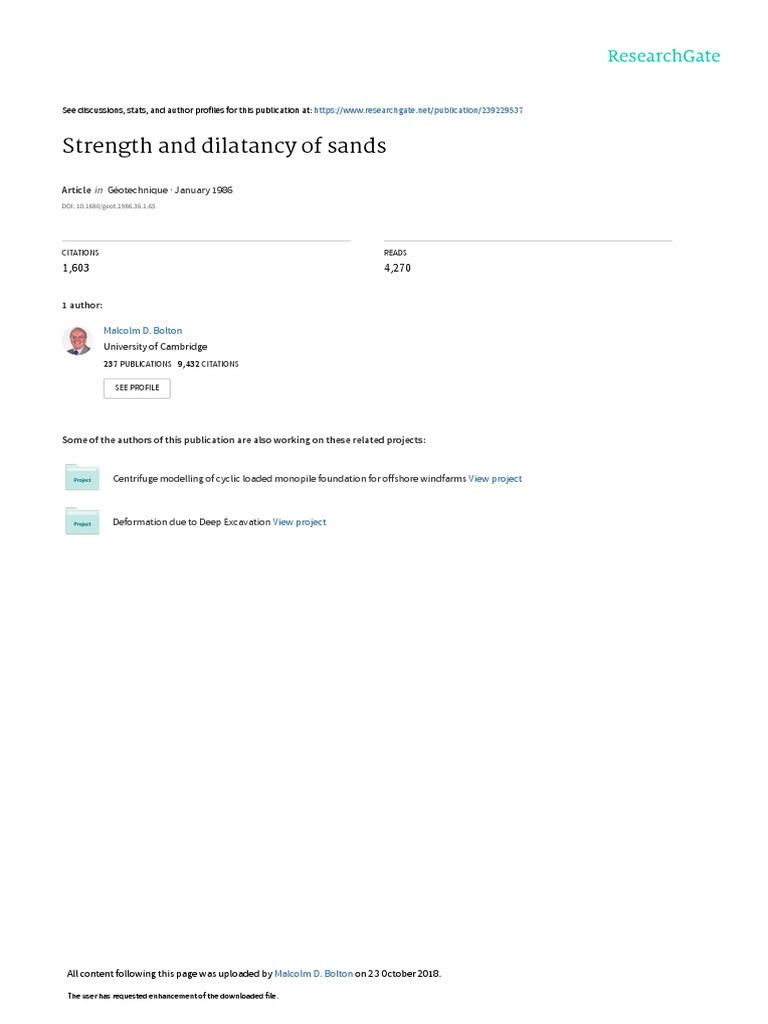 Strength and Dilatancy of Sands | PDF | Deformation (Mechanics ...