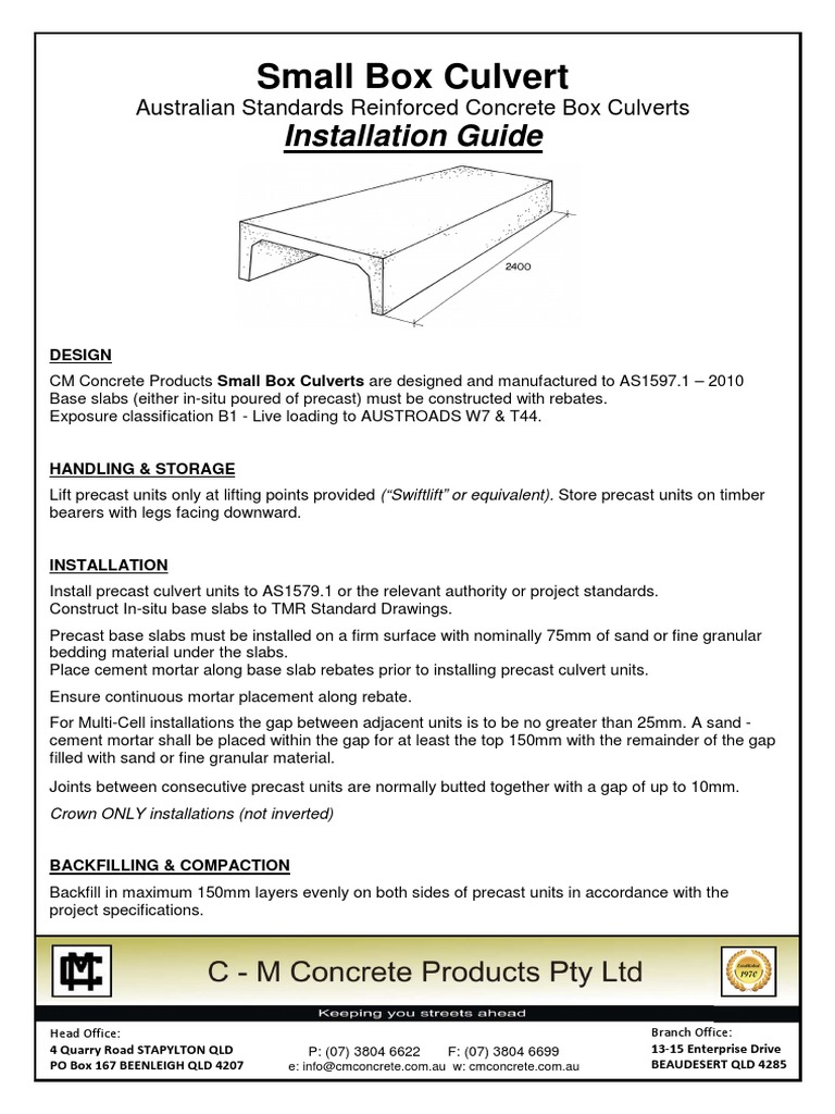 Small Box Culvert Installation Guide | PDF