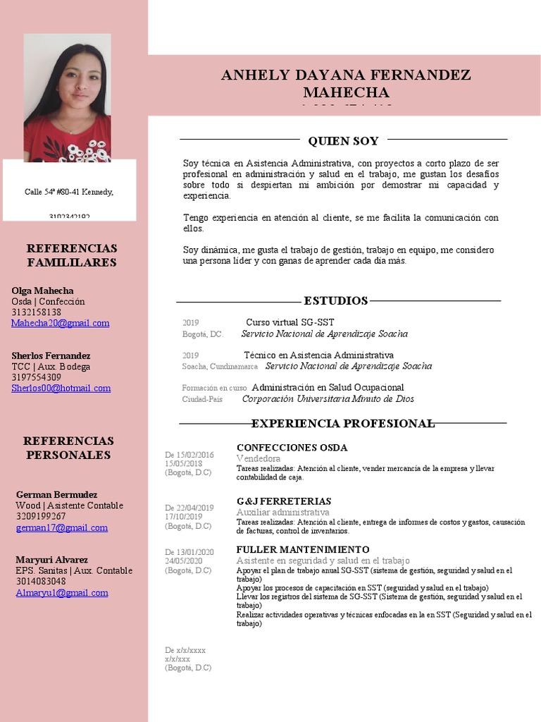 Perfil Profesional de Anhely Dayana Fernández | PDF | Bogotá | Business