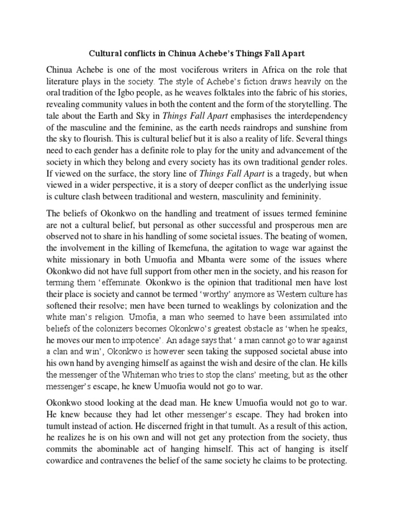 Cultural Conflicts in Chinua Achebe's Things Fall Apart PDF PDF