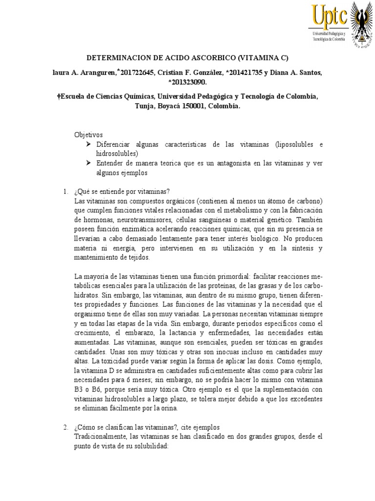 DETERMINACIÓN DE ÁCIDO ASCÓRBICO (Vitamina C) | PDF | Vitamina | Vitamina C