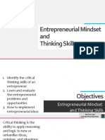 Lesson 1 - The Entrepreneurial Mindset Thinking Skills