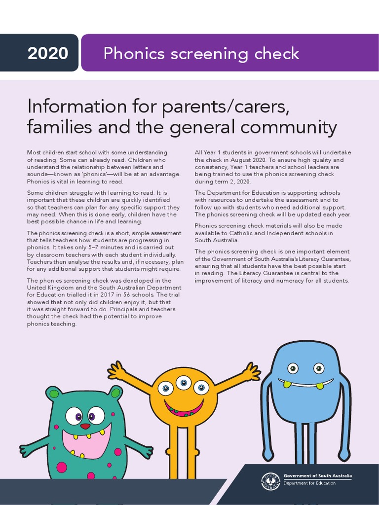 Year 1 Phonics Screening Check 2020 | PDF