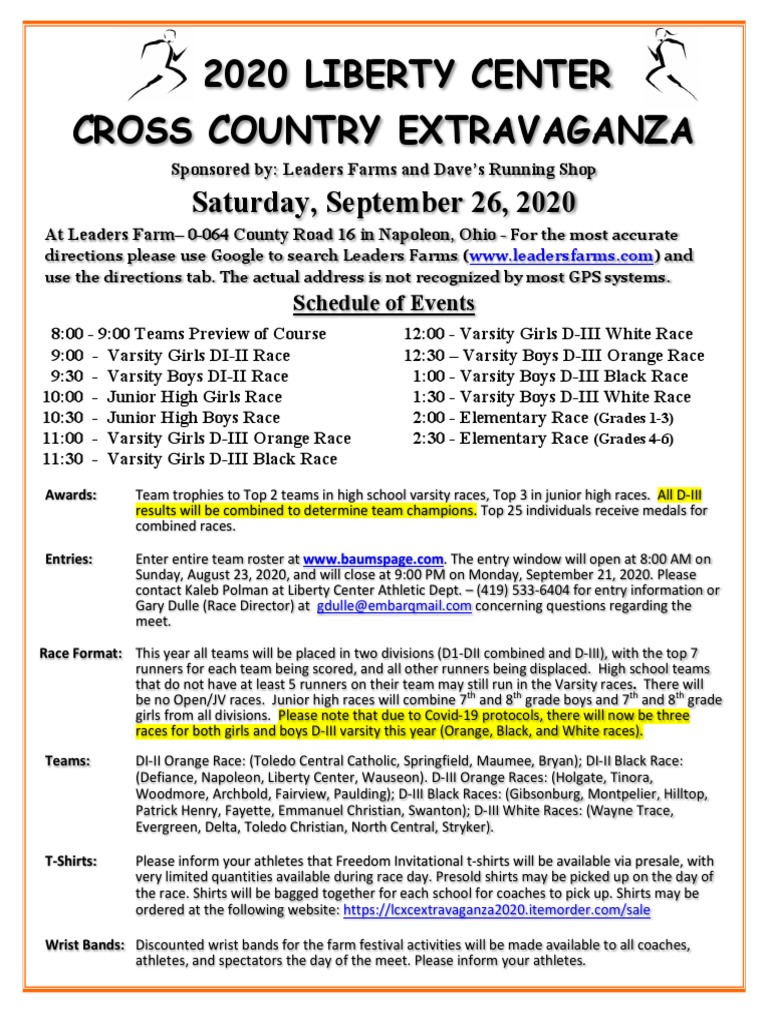2020 Liberty Center XC Extravaganza InfoCovid Revised PDF