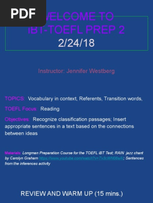 IBT-TOEFL PREP 2 2%2F24%2F18!