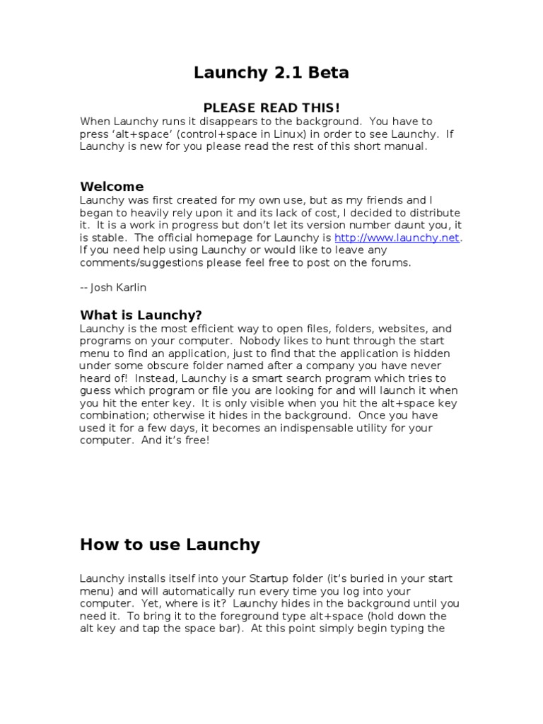 Launchy | PDF | Web Search Engine | Computer File