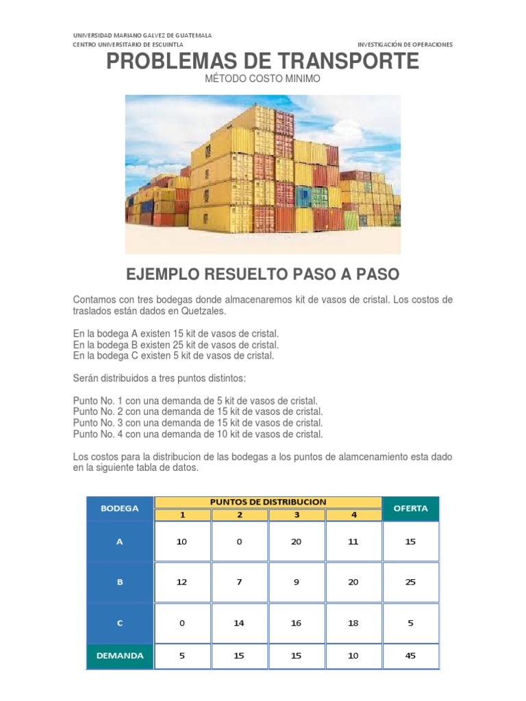 Método de Costo Mínimo en Transporte | PDF | Science | Ciencia y Tecnología
