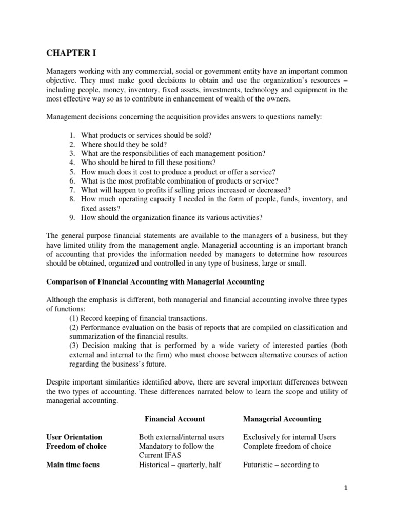 Managerial vs Financial Accounting | PDF | Cost Of Goods Sold | Inventory