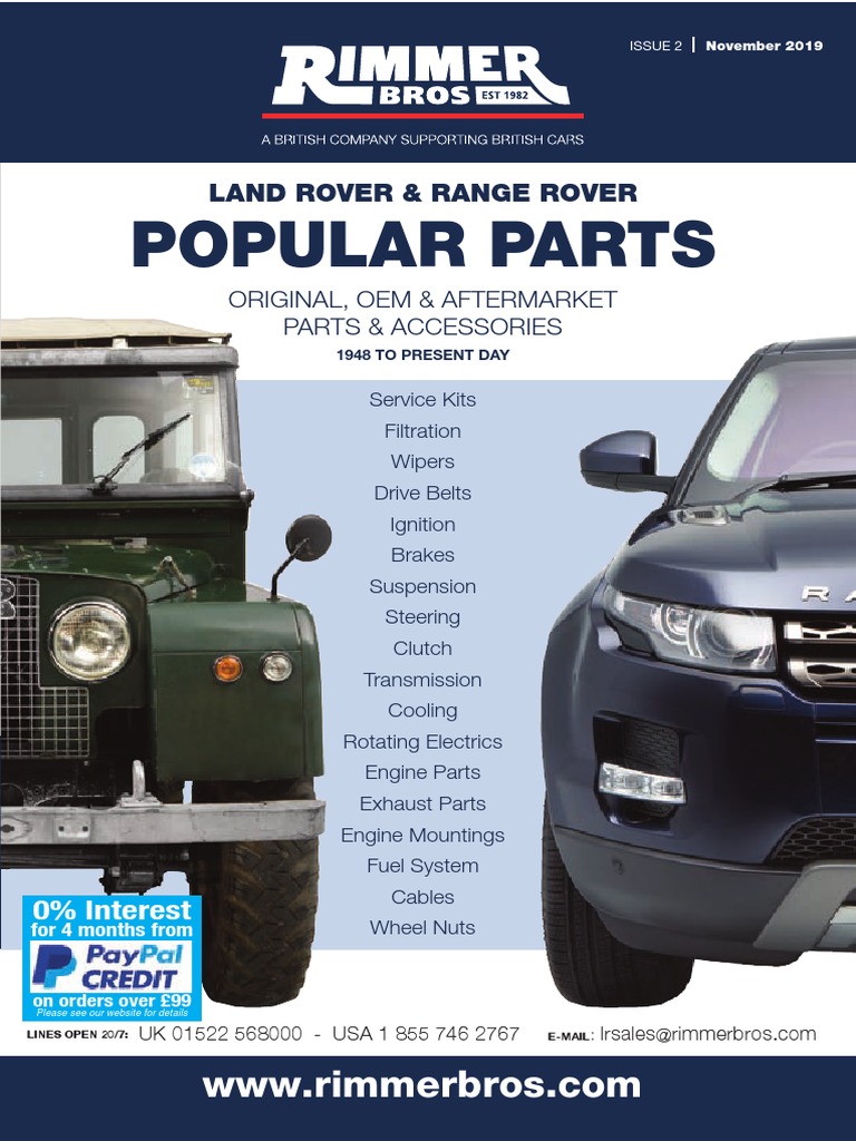 Land Rover Popular Parts Catalogue 2019 PDF | PDF | Value Added Tax | Mail
