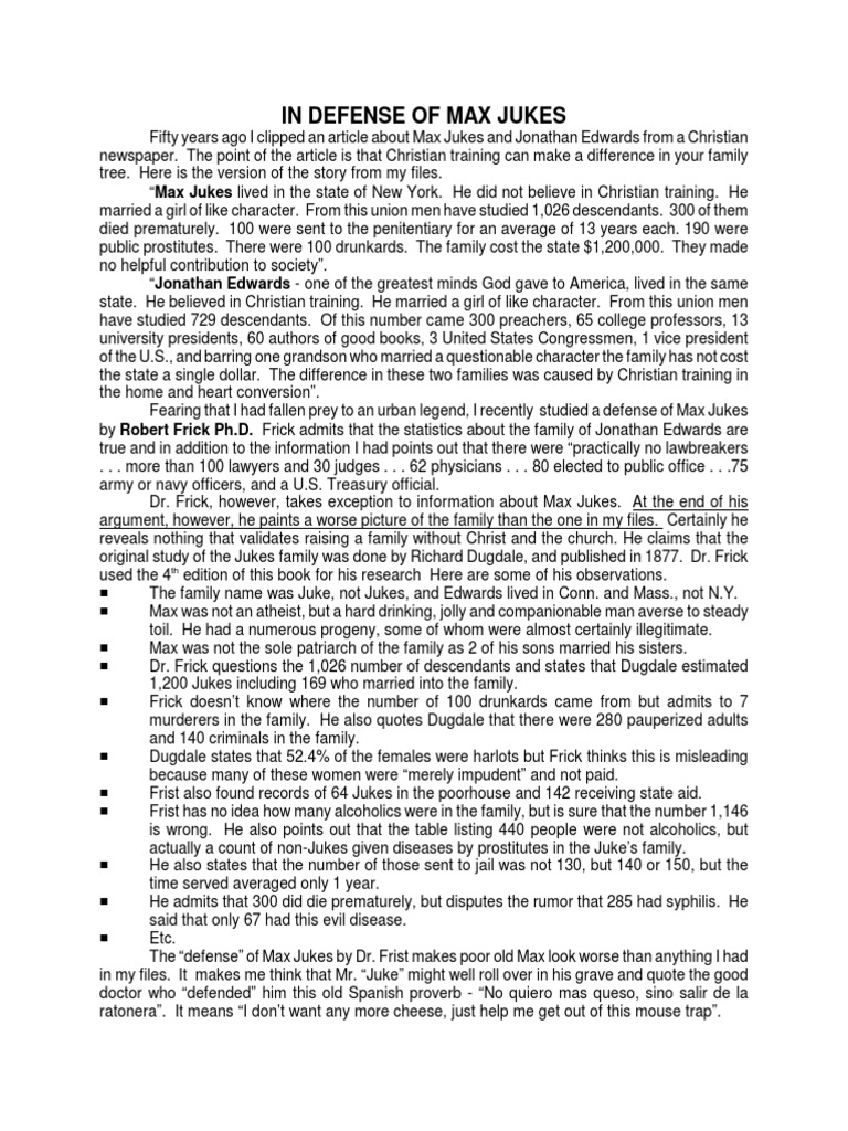 In Defense of Max Jukes | PDF