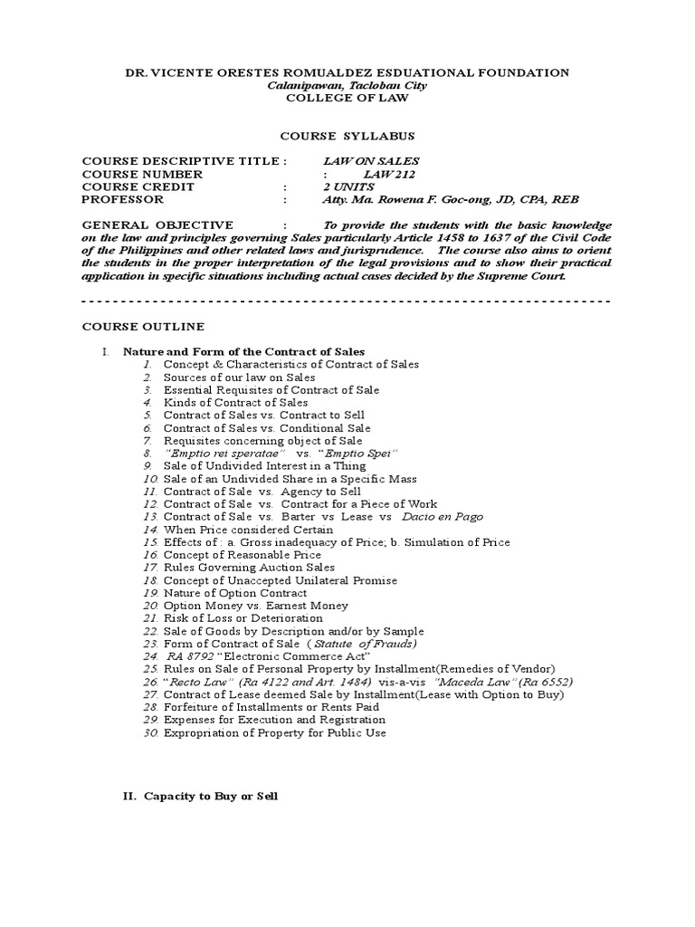 Dr. Vicente Orestes Romualdez Esduational Foundation College of Law