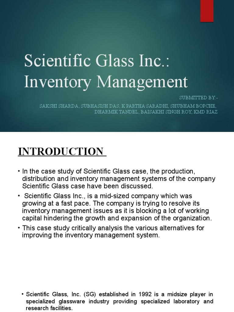 Scientific Glass Inc Final | PDF | Warehouse | Inventory
