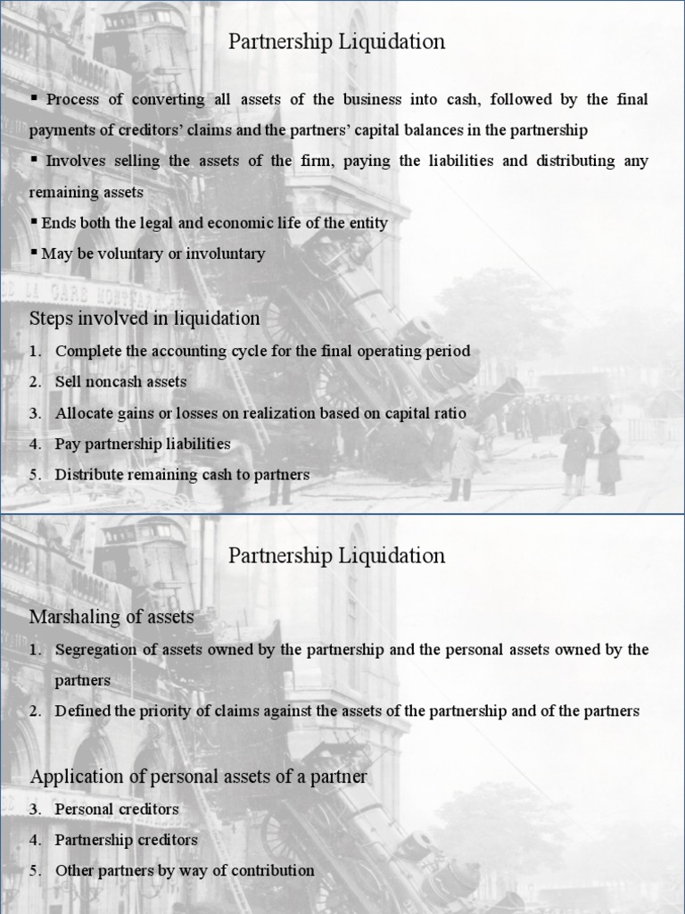 Partnership Liquidation Process Explained | PDF | Liquidation | Partnership
