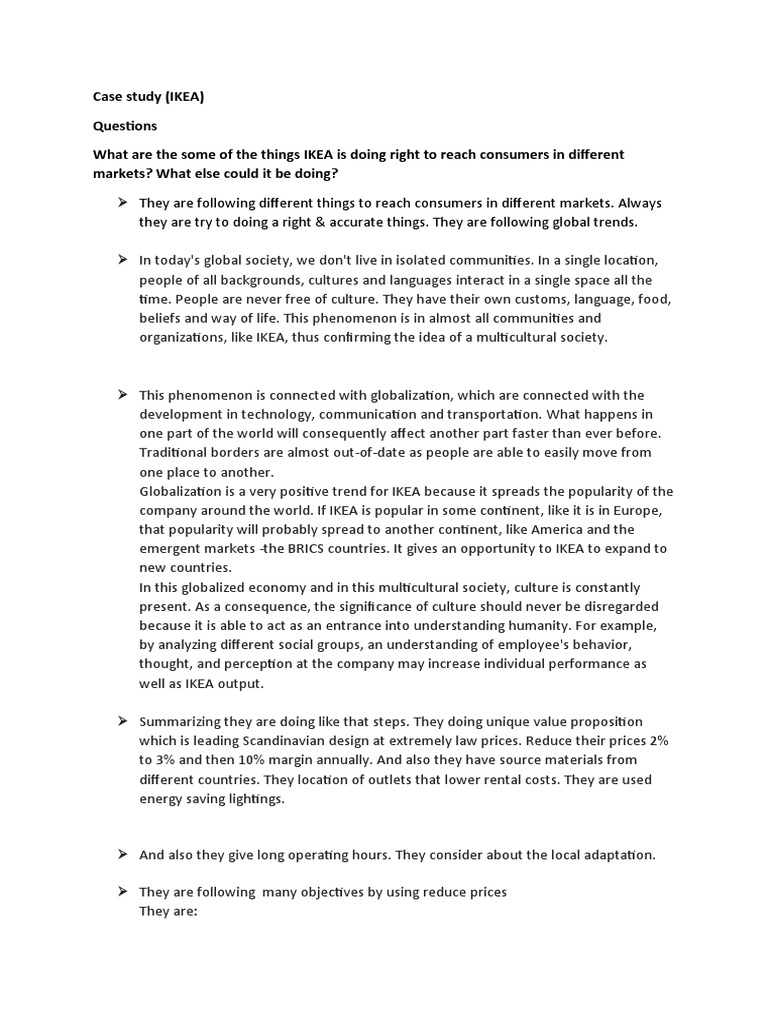Case Study IKEA Questions PDF Retail Recycling