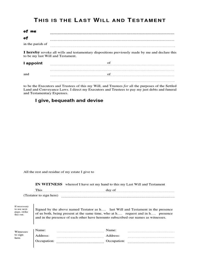 Free Last Will and Testament Template | PDF