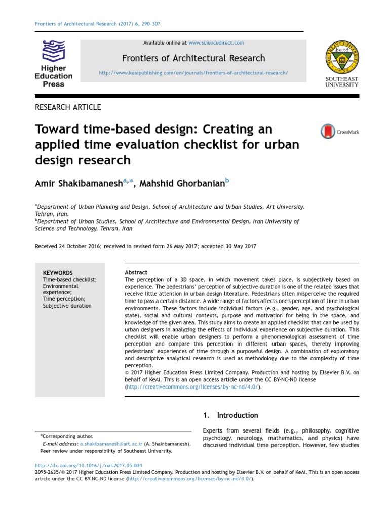 Time-Based Design Checklist for Urban Spaces | PDF | Time Perception ...