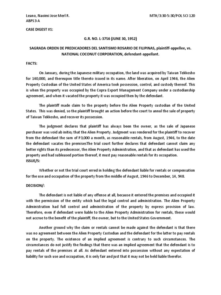 LeanoCase StudyModule1 (Edited) BAPS3APS120 PDF Statute Of