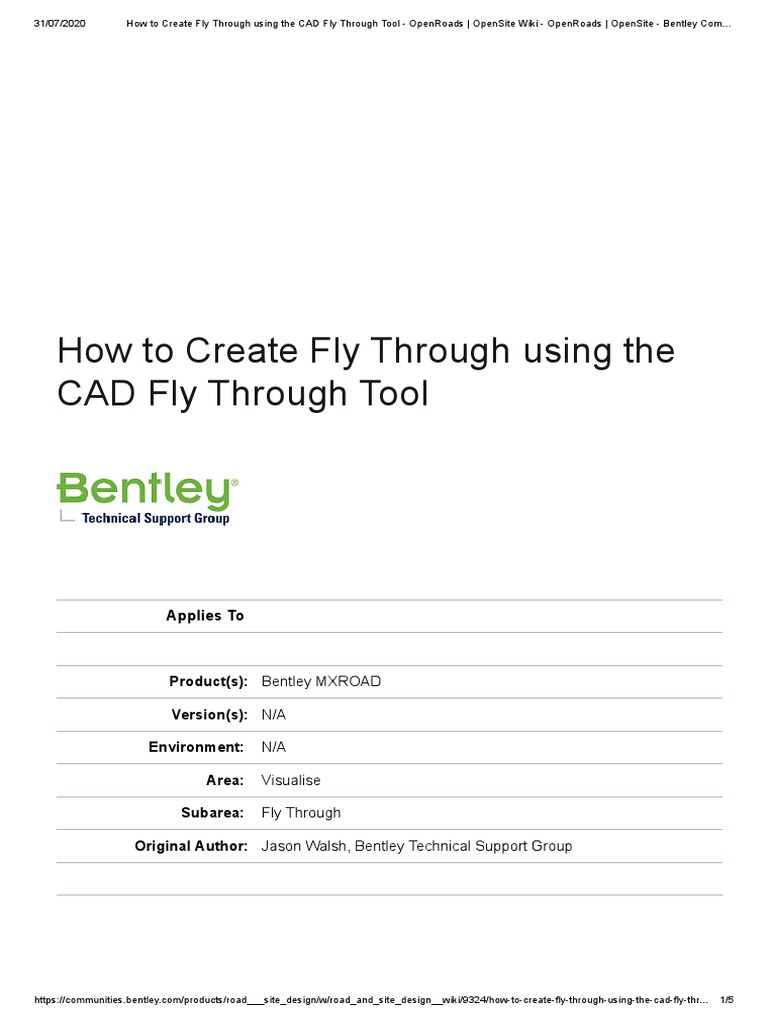 CAD Fly Through Tool Guide for OpenRoads | PDF