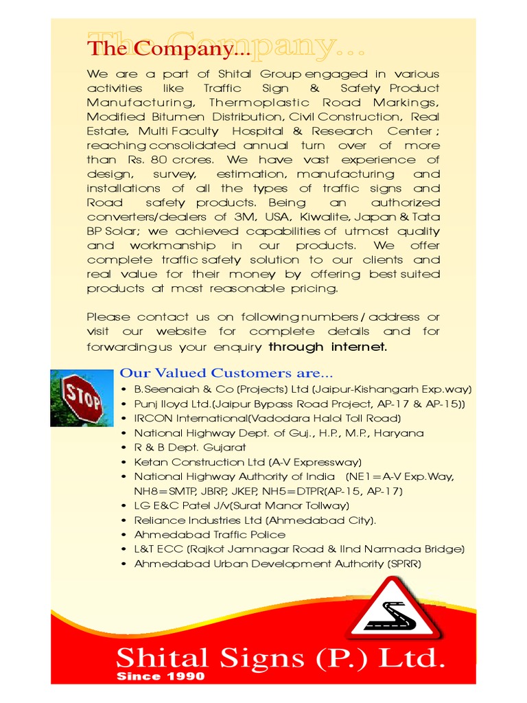 Shital Signs: Traffic Safety Solutions | PDF | Paint | Transport