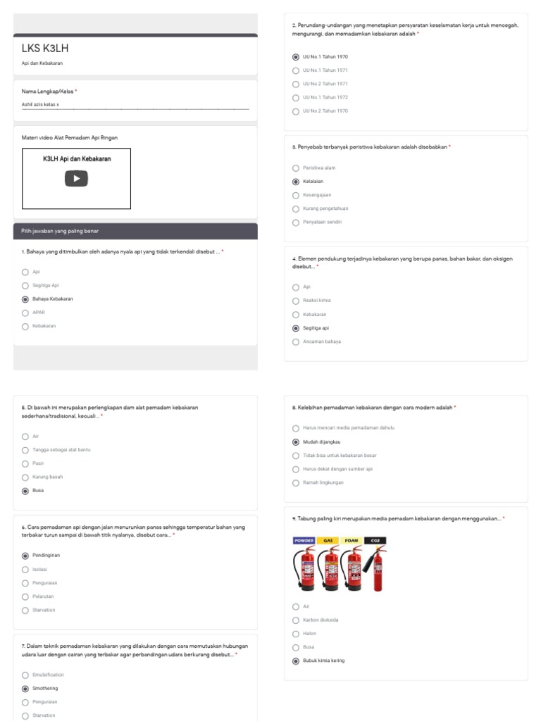 LKS - K3LH - Api - Dan - Kebakaran - Google Formulir - Ashil - Azis - X ...