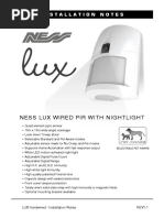 Ness Lux Wired Pir With Nightlight: REV1.1 LUX Hardwired - Installation Notes