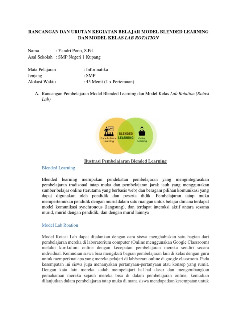 Bagi RANCANGAN DAN URUTAN KEGIATAN BELAJAR MODEL BLENDED LEARNING DAN ...