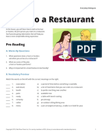 Going To A Restaurant: Pre-Reading