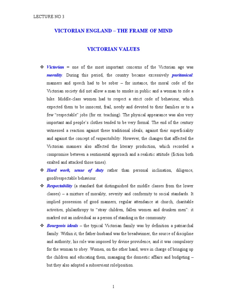 Victorian Values and Literature An Analysis of the Social Context and