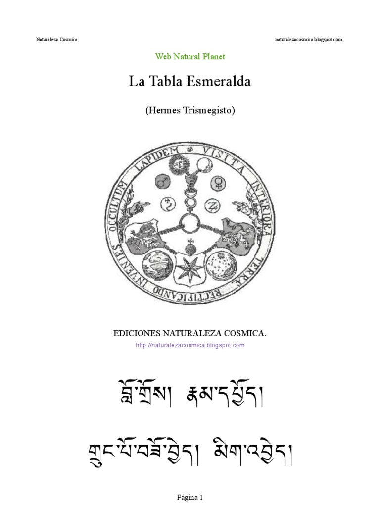 La Tabla Esmeralda PDF Hermes Trismegisto Alquimia