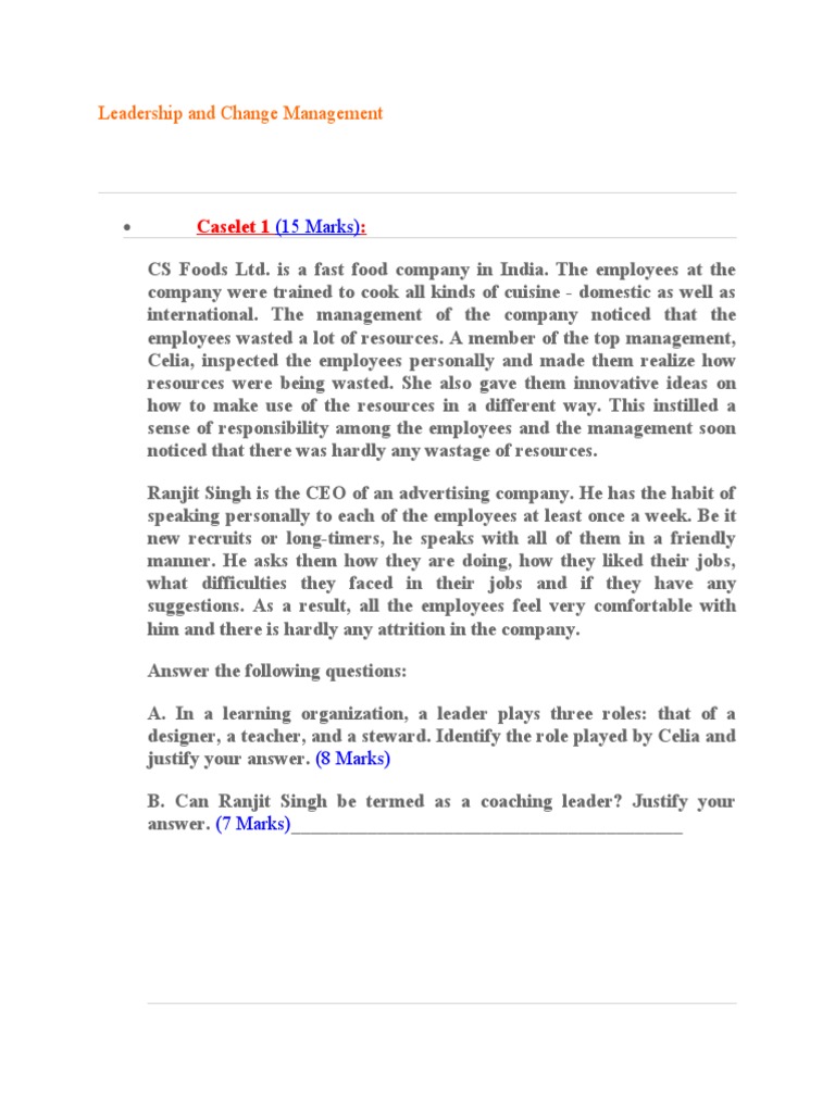 Leadership and Change Management | PDF | Leadership | Applied Psychology
