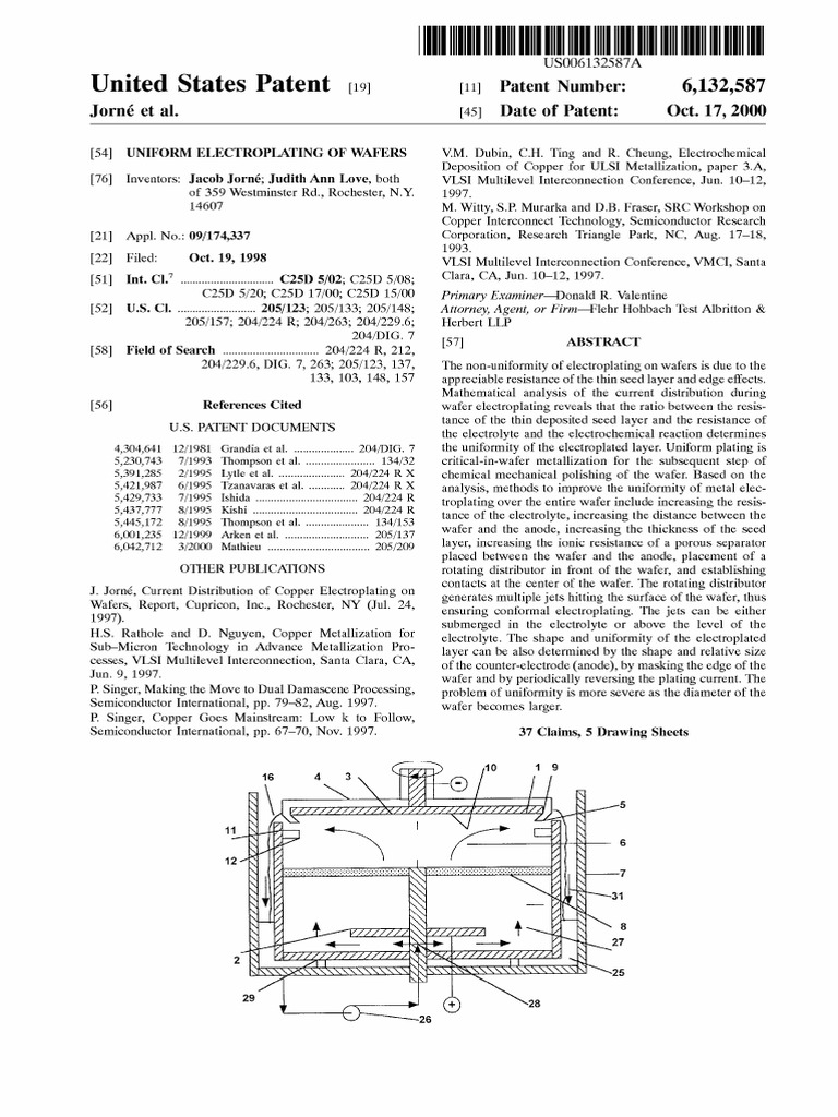 Uniform Electroplating of Wafers Mathematical Analysis of Current