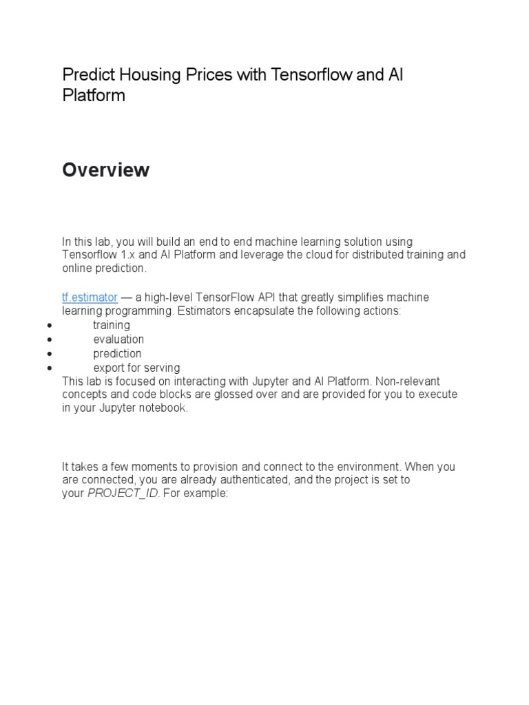 5 - Predict Housing Prices With Tensorflow and AI Platform | PDF ...