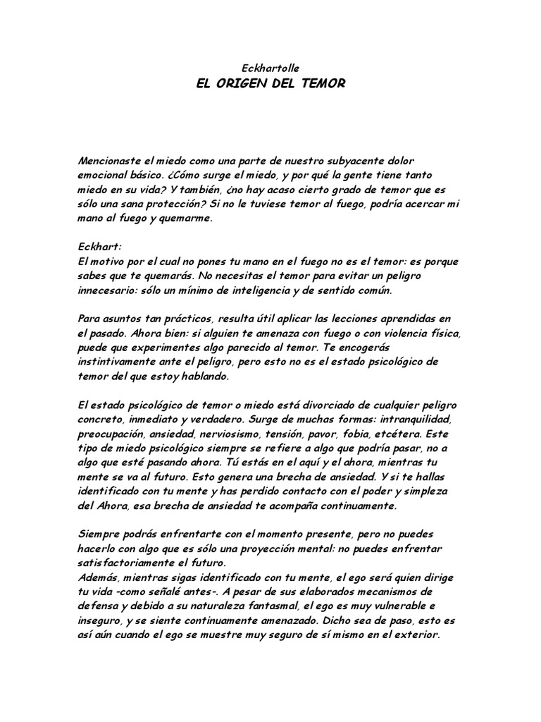 El Origen Del Temor PDF | PDF