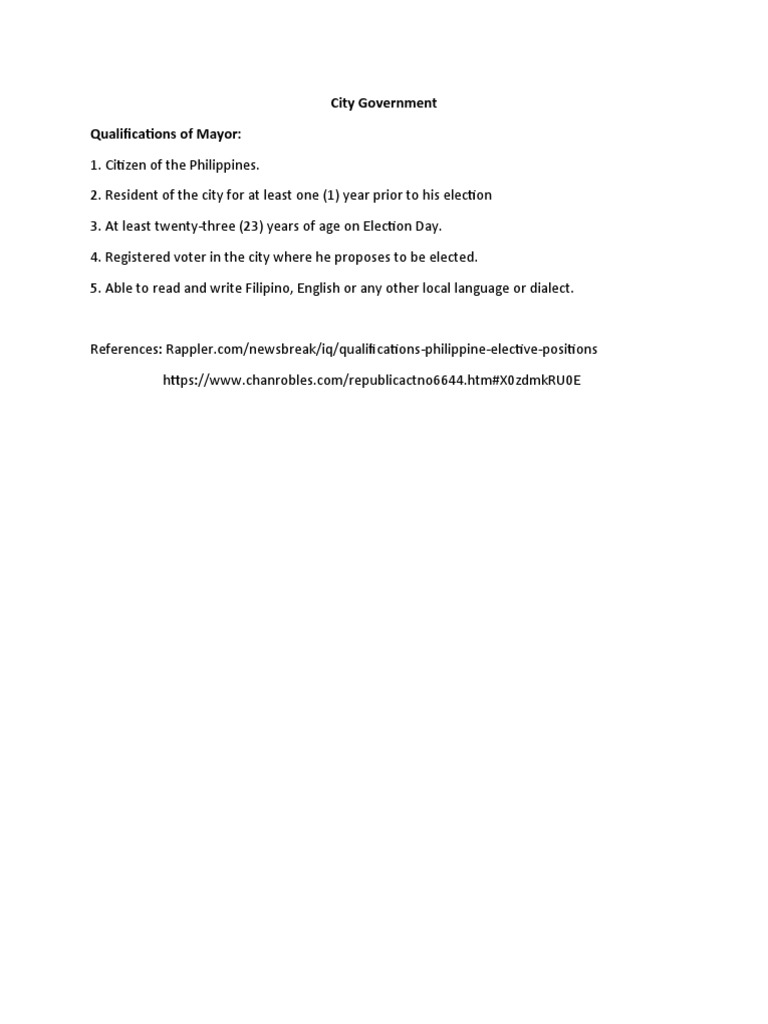 Qualifications of Mayor | PDF