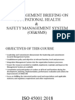Top Management Briefing On Occupational Health & Safety Management System (OH&SMS)