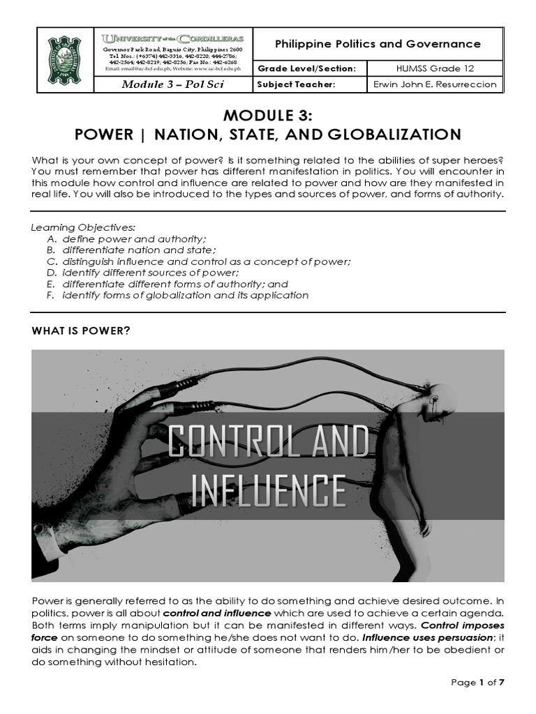 Power, State, and Globalization Module | PDF | Power (Social And ...