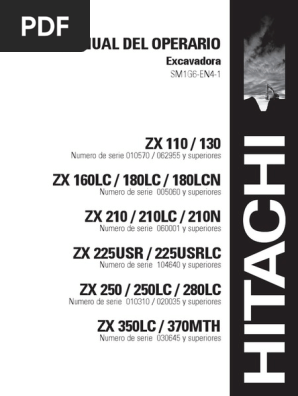 Manual Del Operario Hitachi zx350-1 | PDF | Engranaje