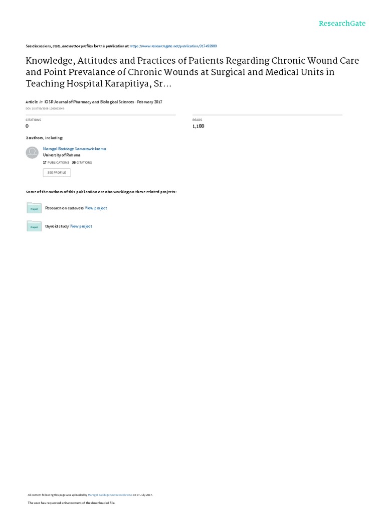 Knowledge Attitudes and Practices of Patients Rega | PDF | Wound ...