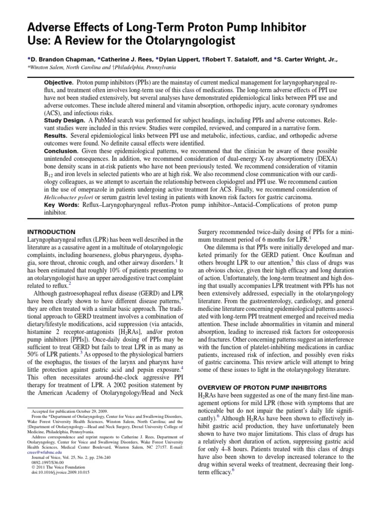 Adverse Effects of Long Term Proton Pump Inhibitor Use A Review For The ...