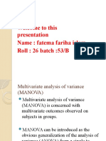 Welcome To This Presentation Name: Fatema Fariha Islam Roll: 26 Batch:53/b