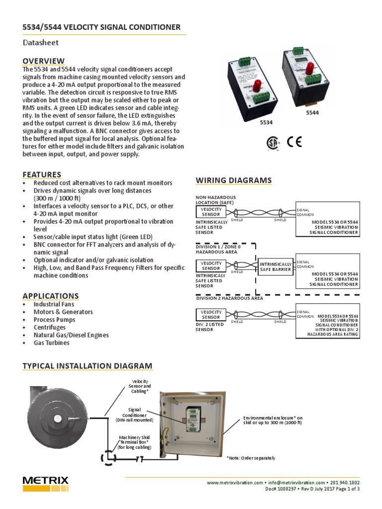 5534/5544 Velocity Signal Conditioner | PDF | Sensor | Signal Processing