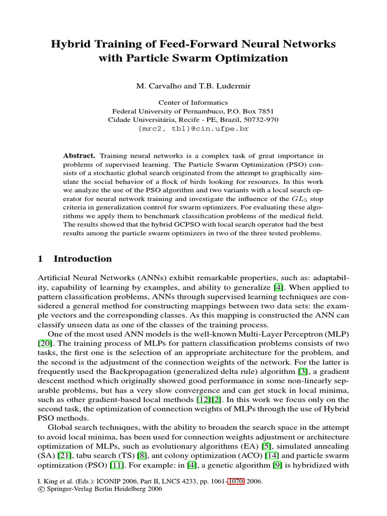 Hybrid PSO for Neural Network Training | PDF | Artificial Neural ...