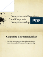 Entrepreneurial Intentions and Corporate Entrepreneurship