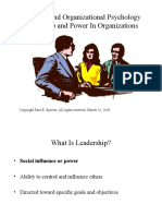 Industrial and Organizational Psychology Leadership and Power in Organizations