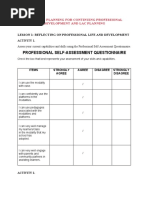 Professional Self-Assessment Questionnaire: Module 4: Planning For Continuing Professional Development and Lac Planning