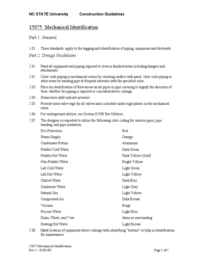 Piping Color Code Guidelines | PDF | Water Heating | Pipe (Fluid ...