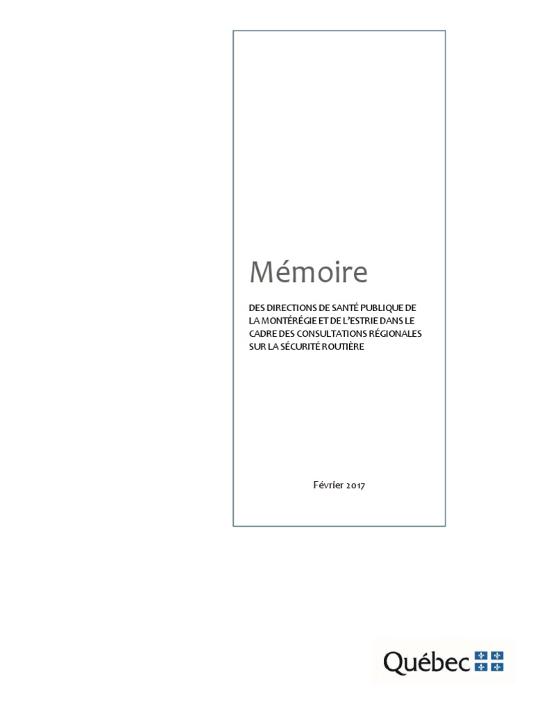 Memoire Securite Routiere DSP | PDF | Accident de la route | Piéton