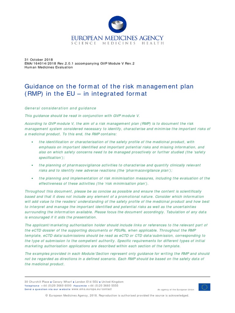 Guidance Format Risk Management Plan RMP Eu Integrated Format Rev 201 ...
